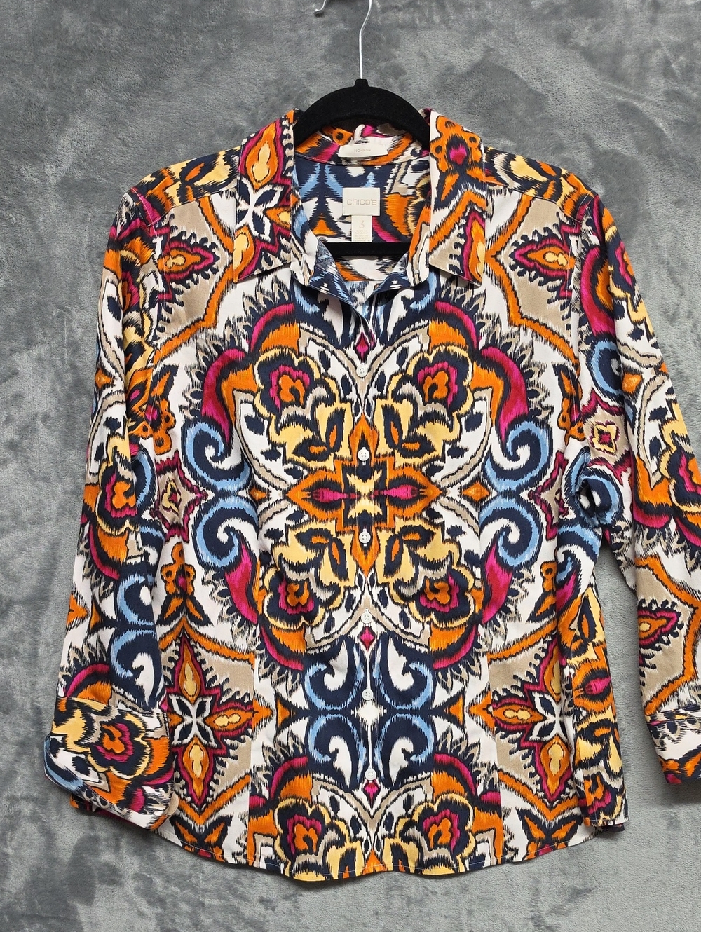 Chico's Multi-Color Paisley Medallion Button-Down Shirt Sz XL(3)